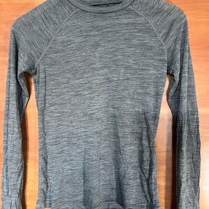 MEC Gray Long Sleeve merino wool blend layering top